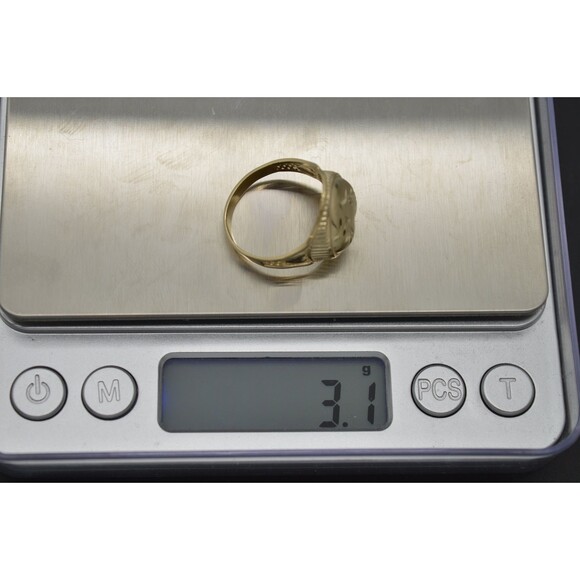 Real 10k Yellow Solid Gold Shiny Tree Leaf Design Heart Shape Ring 3.1 grams - Picture 6 of 7